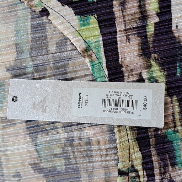 Apt 9 Multicolor Ruffle Sleeve Textured Flowy Blouse. Size 3X NWT - Picture 11 of 11